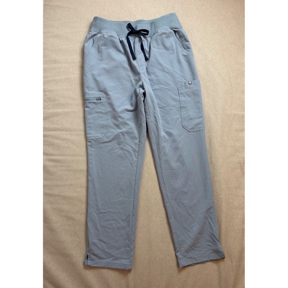 FIGS Large HW Yola High Waisted Cargo Scrub Pants Ceil Blue Womens